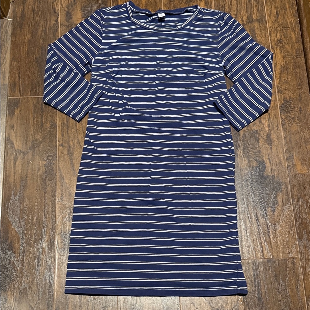 Old Navy Blue and White Striped Long Sleeve Dress